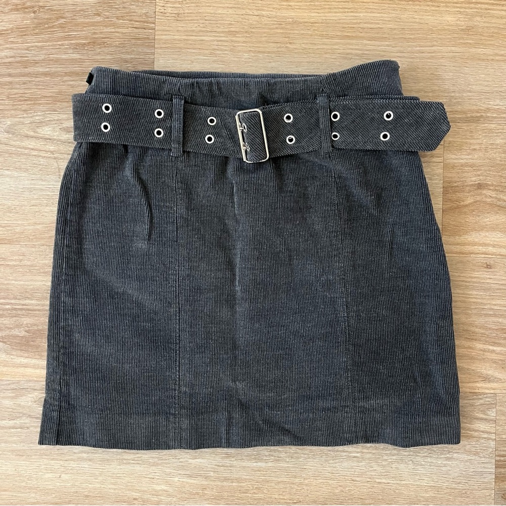 Vintage Ralph Lauren Grey Belted Corduroy Skirt